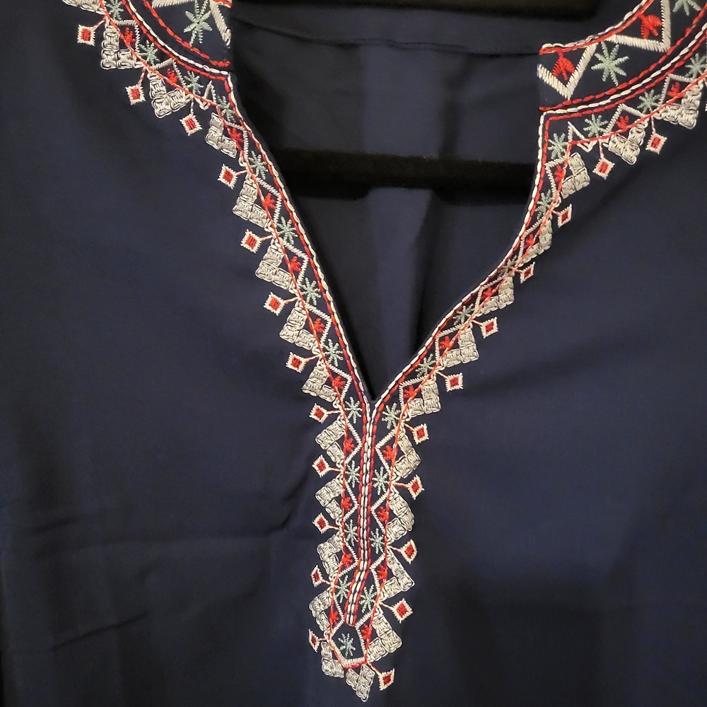 Womens blue 3/4 sleeve blouse - Picture 3 of 4